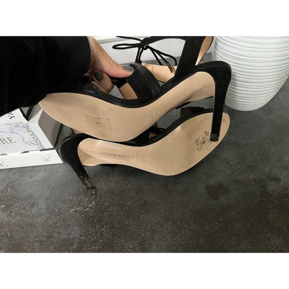 Andrea Gomez Black Leather & Suede Strap Sandal Size 8.5 38.5 - Picture 7 of 7